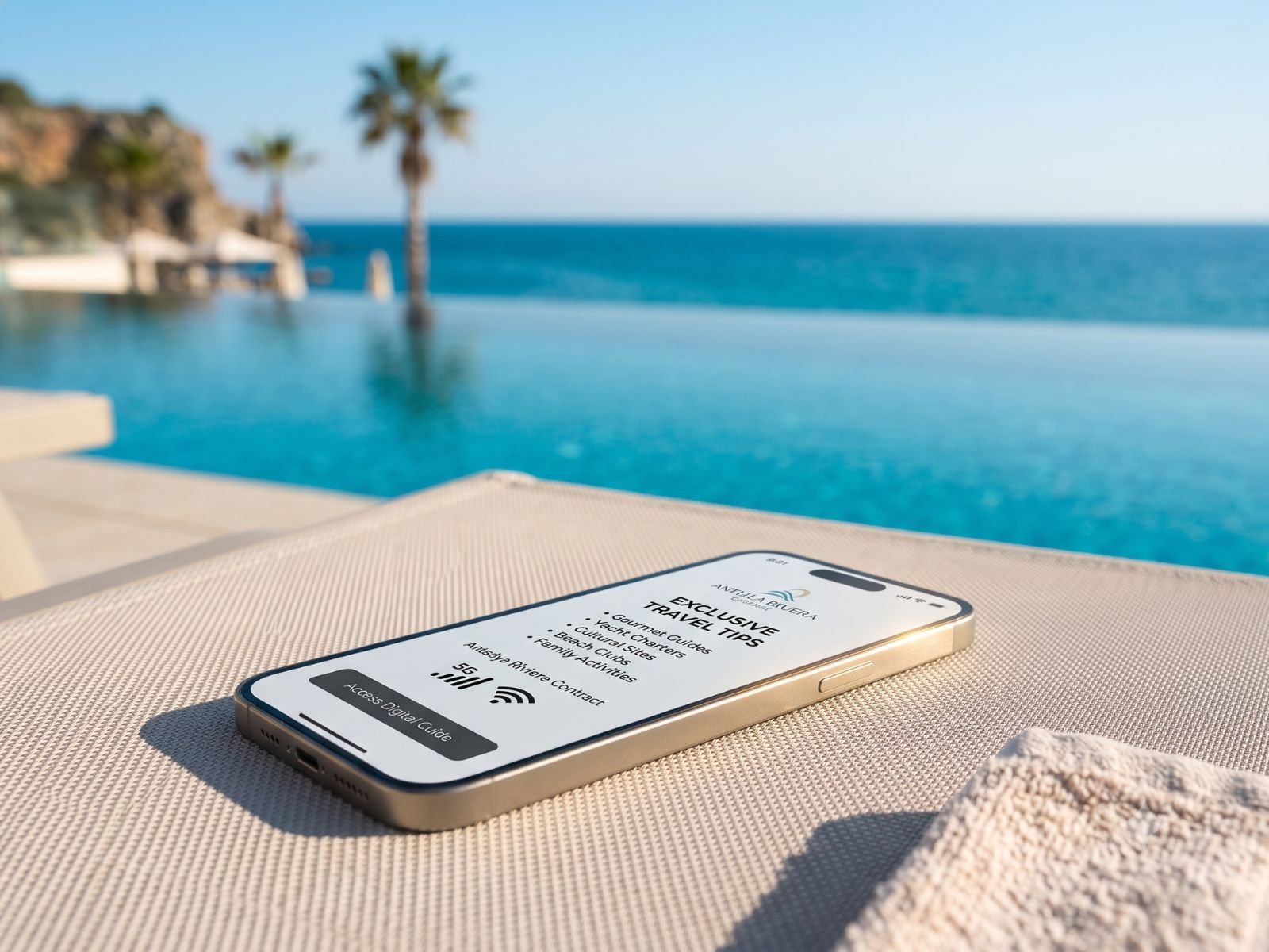 Traveller using a smartphone by the Mediterranean sea