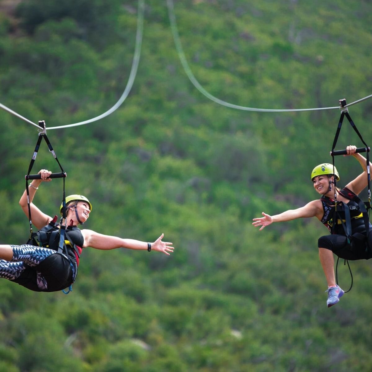 Zipline flight above the canyon on the All In One Adventure