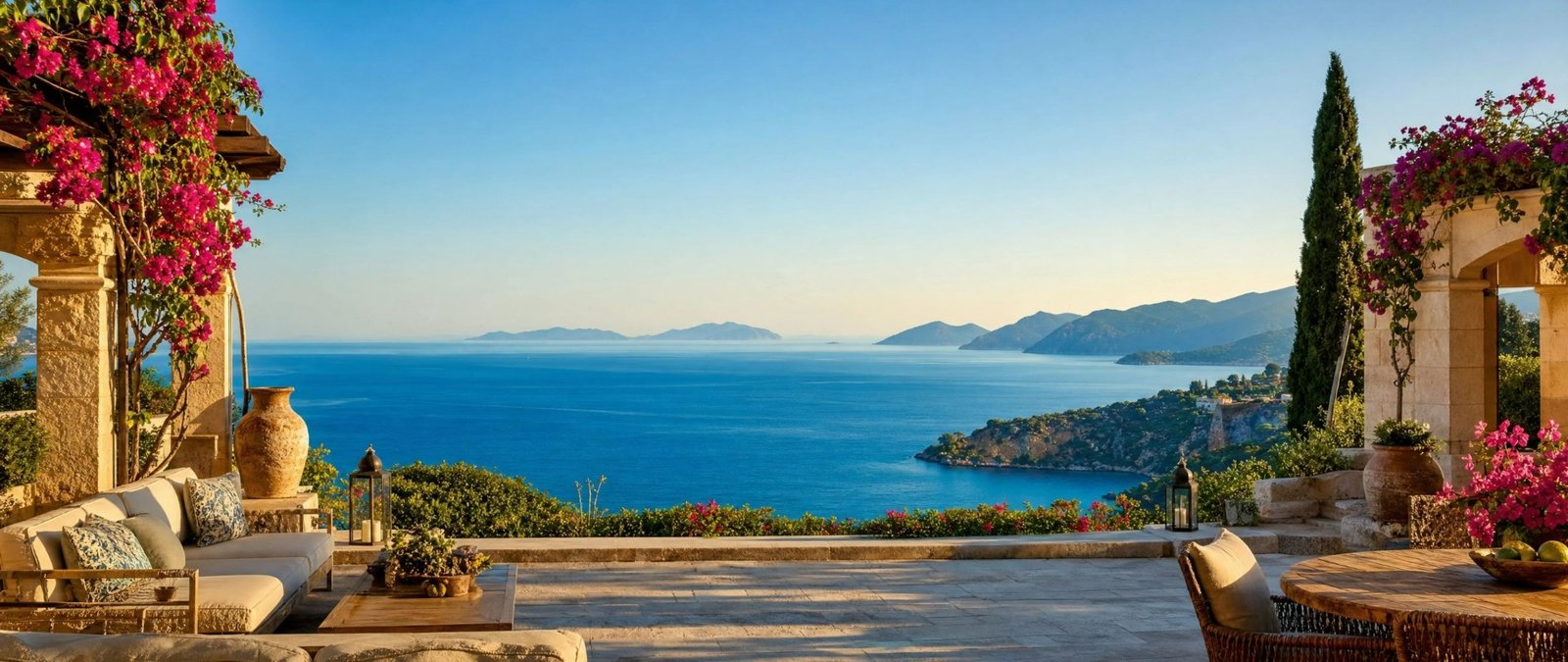 Mediterranean sea view from a terrace on the Turkish Riviera