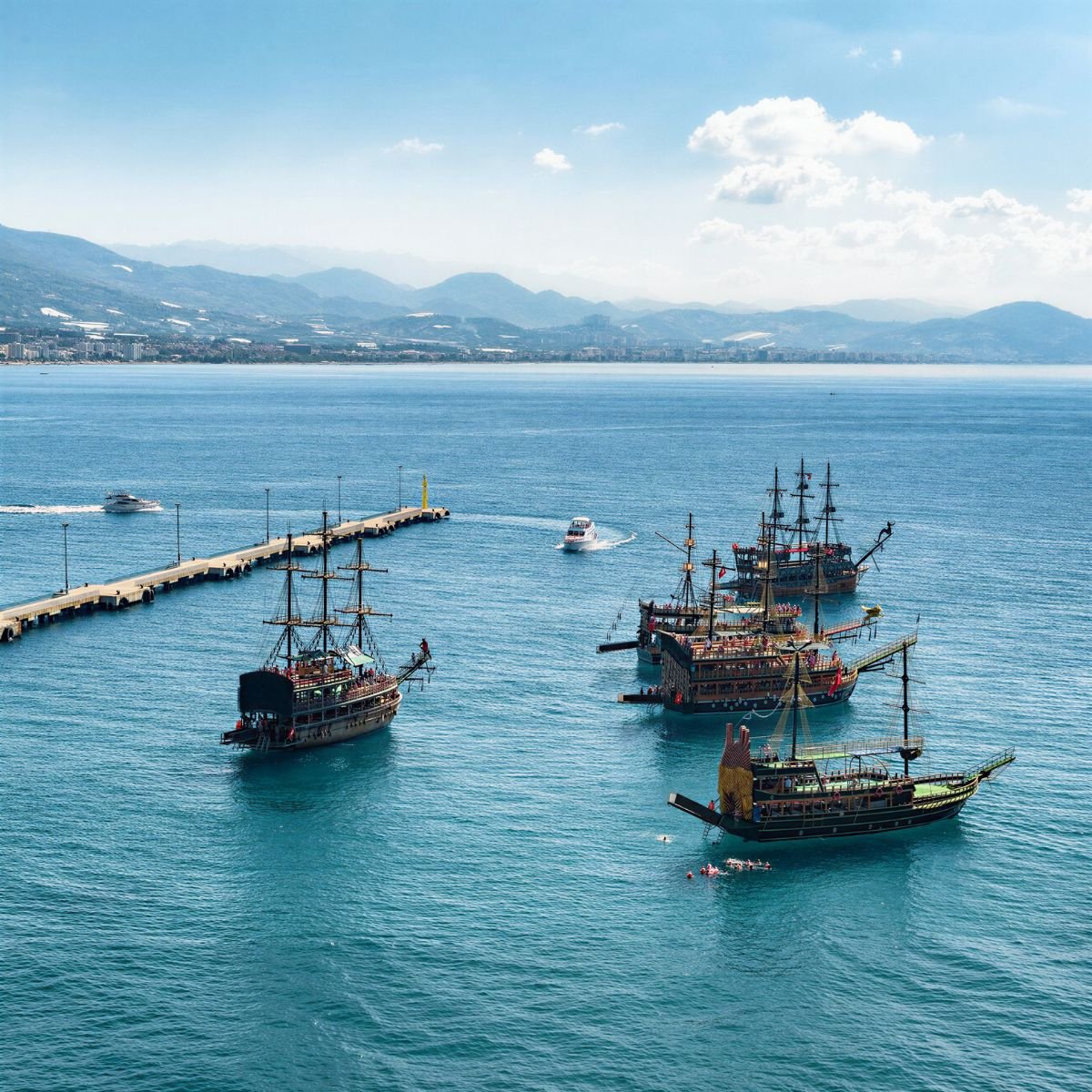 Fleet of pirate boats off the coast