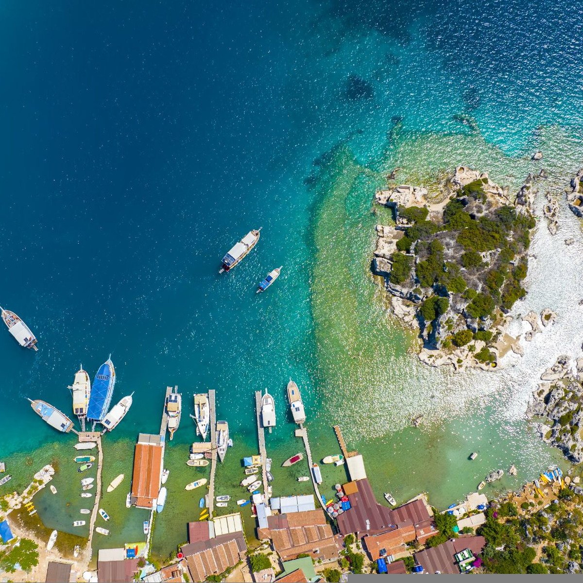 Kekova – Aerial view of harbour and coast