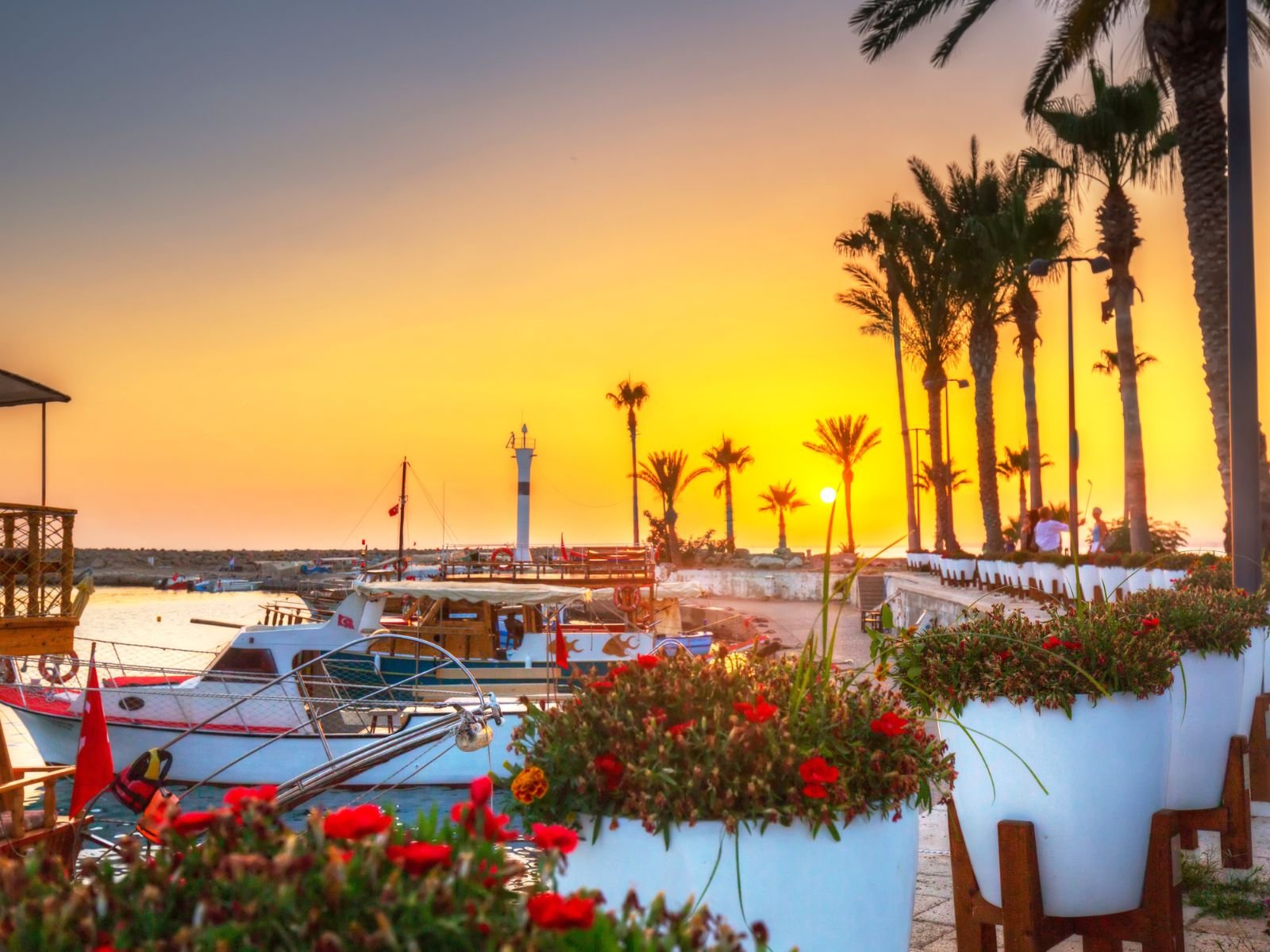 Sunset at the harbour on the Turkish Riviera