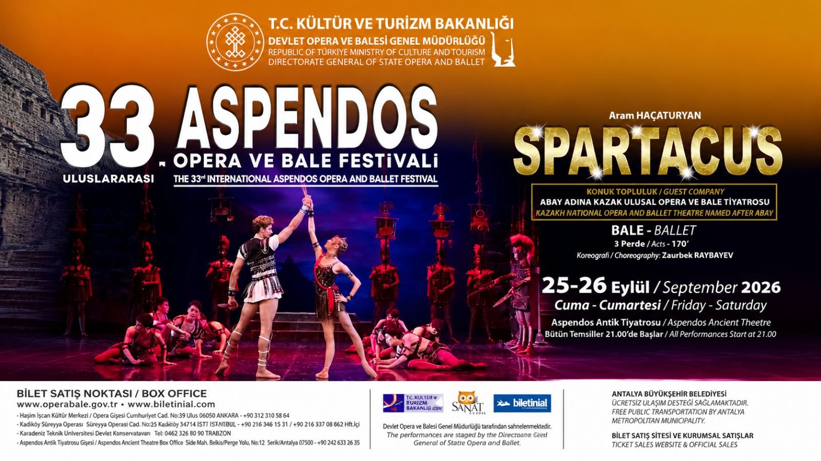 Opera and ballet performance in the Aspendos Ancient Theatre at night