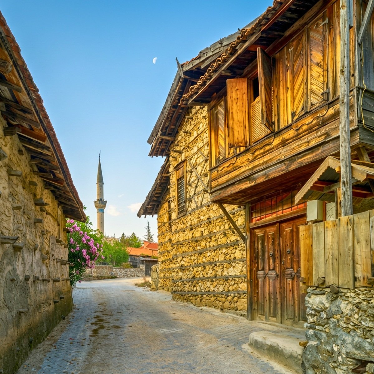 Historic Button House and minaret in Ormana
