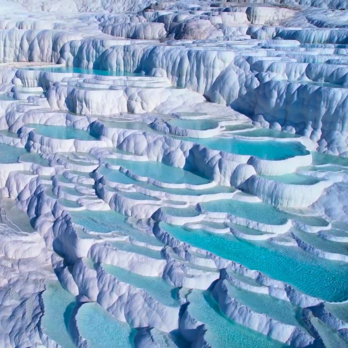 Pamukkale travertine formations close up
