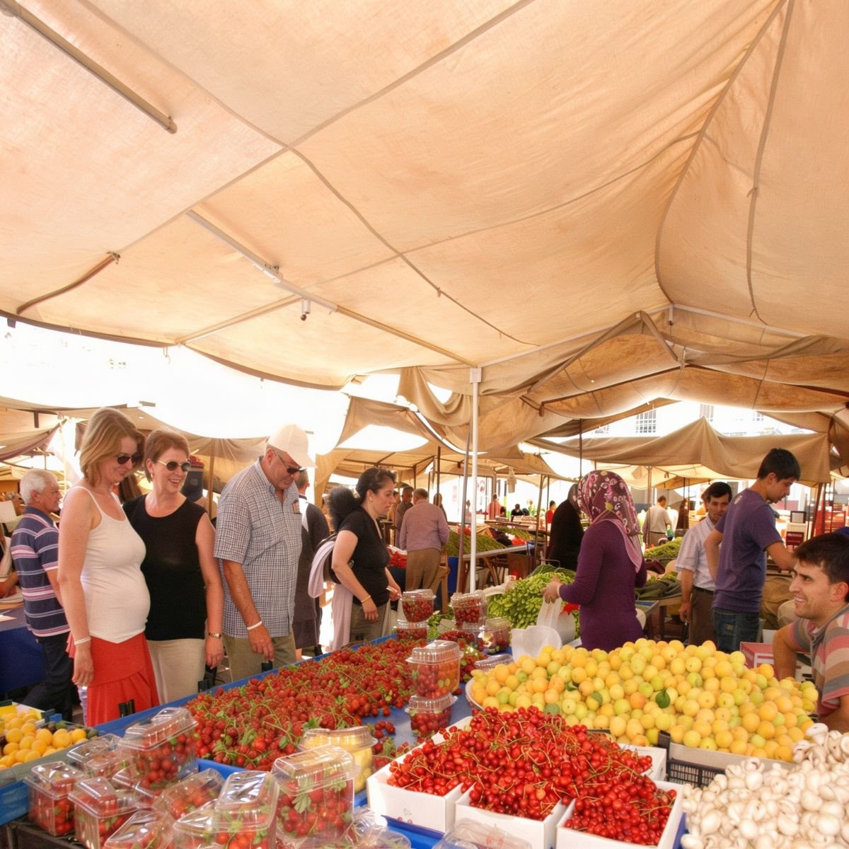 Colourful Manavgat weekly market with fresh fruit
