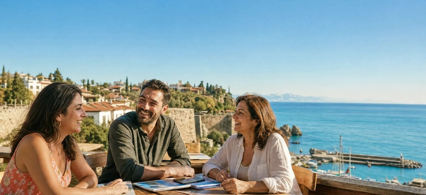 Lamilka Tour team meeting overlooking the Antalya coastline