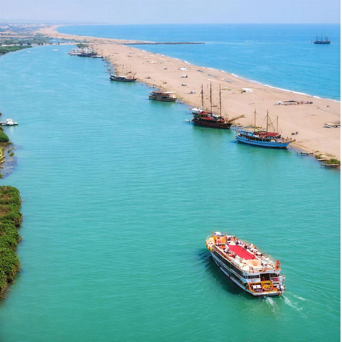 River mouth where Manavgat meets the Mediterranean Sea