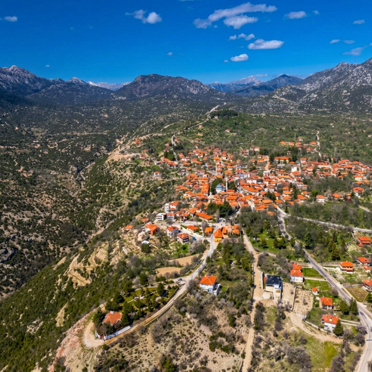 Aerial view of Ormana village in the Taurus Mountains