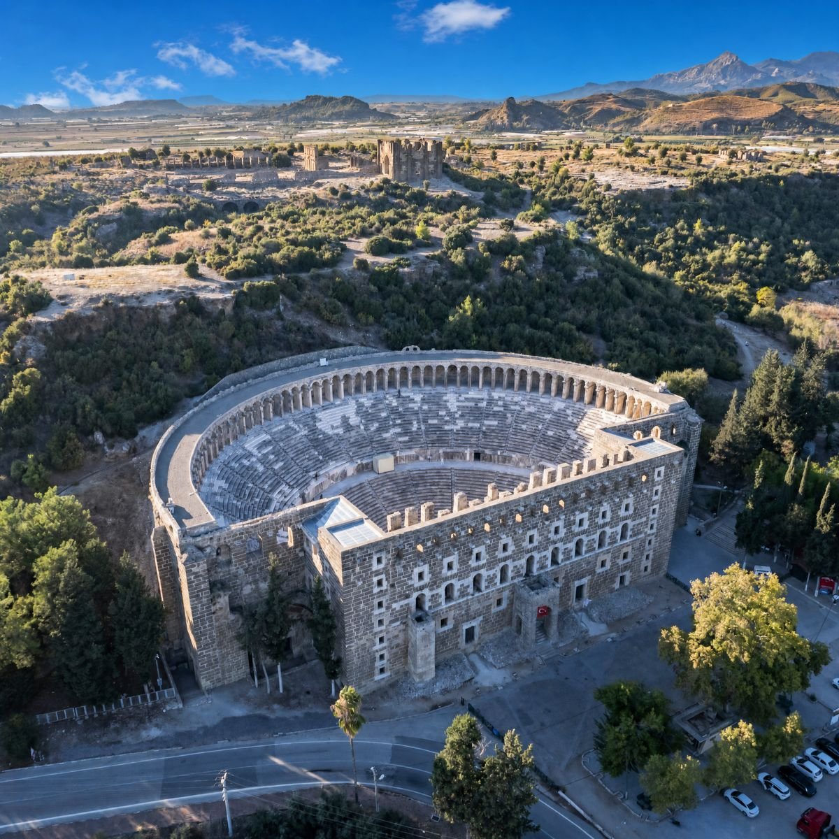 Aspendos Ancient Theatre aerial view