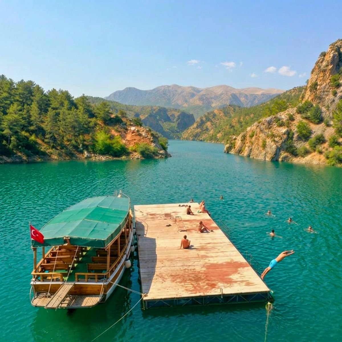 Green Canyon swim break on floating platform