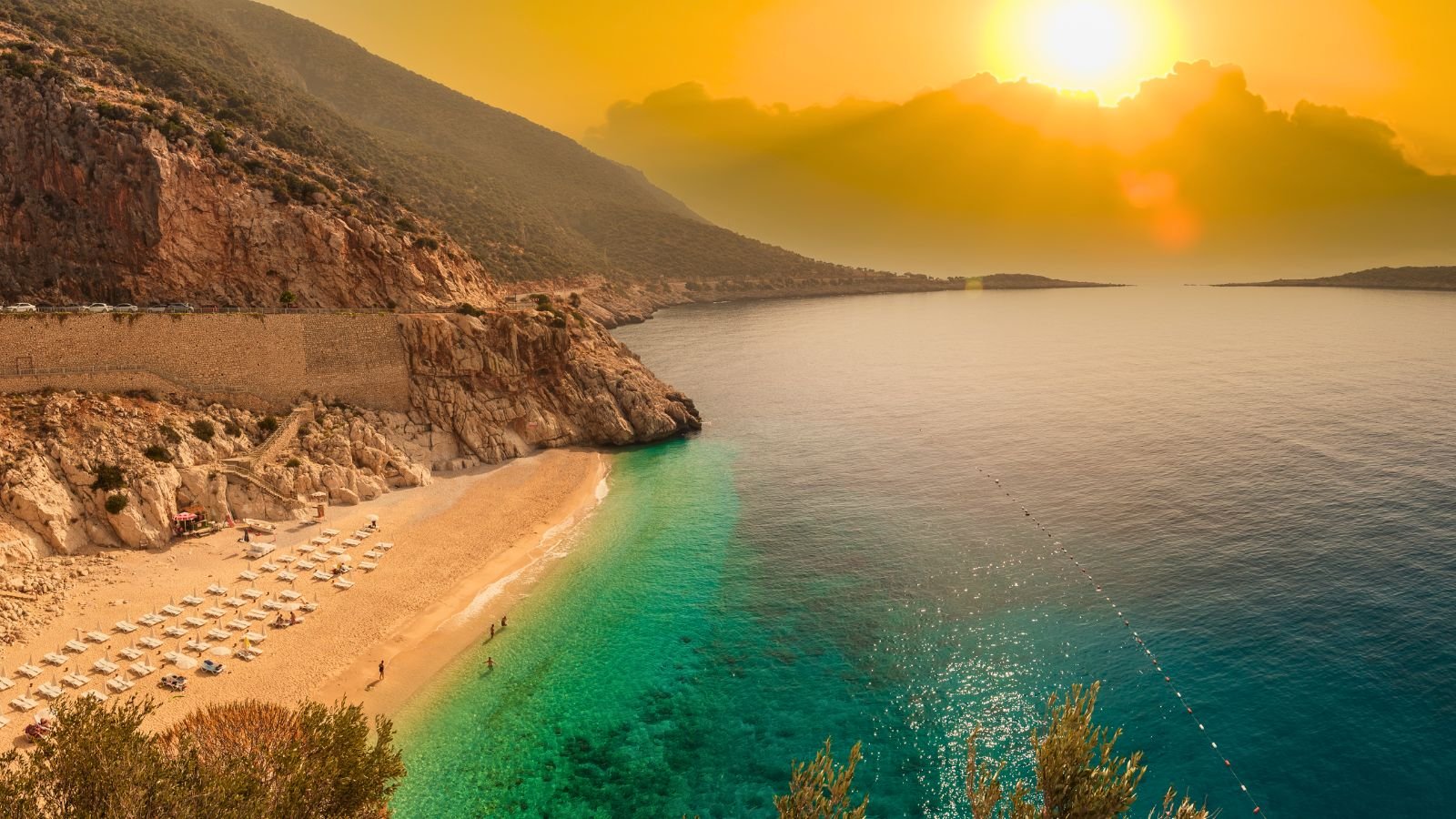 Kaputaş Beach near Kaş with turquoise water between cliffs