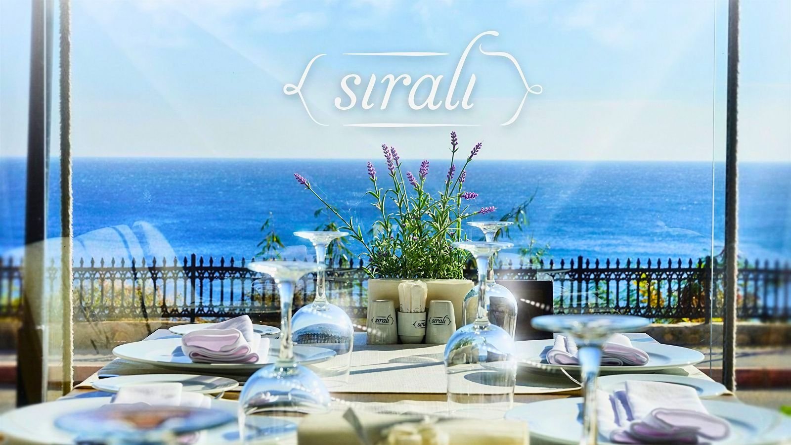 Sıralı Kebap table setting with sea view